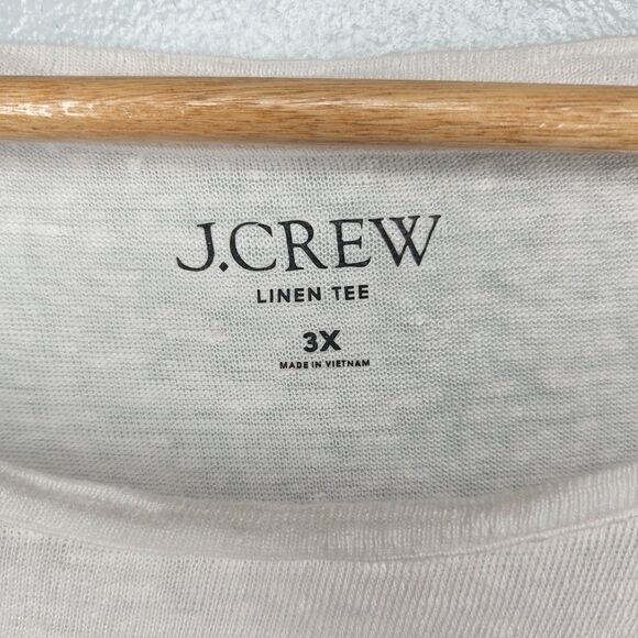 J. CREW 100% Linen Tee Short Sleeve 3X Boxy Cropped Relaxed Fit BY412 White - Picture 4 of 6